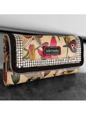 Sakroots Birds of Paradise Clutch Trifold Wallet Nature Peace Happy boho